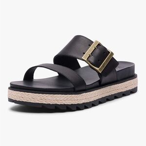 Sorel Black Sandals with Gold Buckle